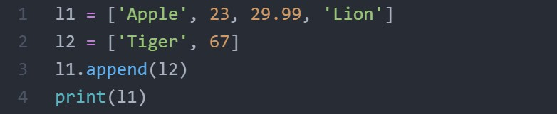 python list apend code